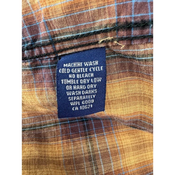 Rough Stock Panhandle XL Orange Plaid Contrast Cuff Pearl Snap Long Sleeve Shirt - Picture 7 of 8